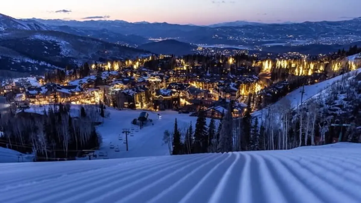 Deer Valley resort area at twilight in Park City, Utah